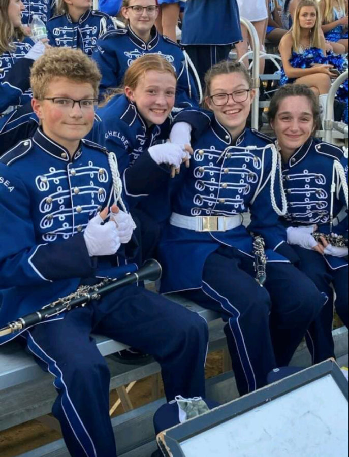 The clarinet section poses for a quick photo.