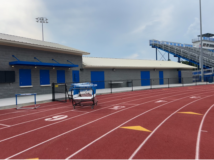 Closer view of locker rooms and concession stands. 